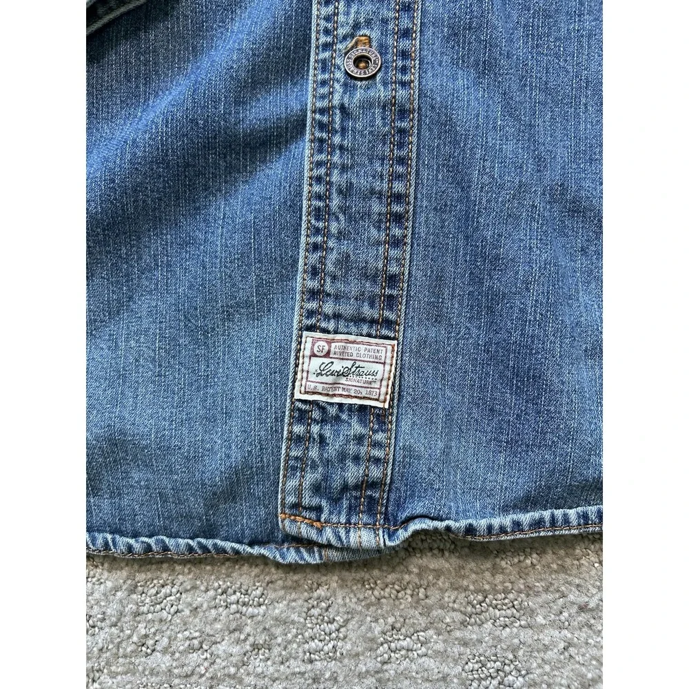 Levi's Vintage Blue Denim Shirt Men's XLT  Brass Button Up Western Work Shirt